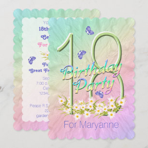 18e anniversaire Fête papillon Invitation Jardin
