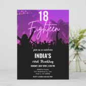 18e anniversaire fête Pink Neon Invitation (Debout devant)