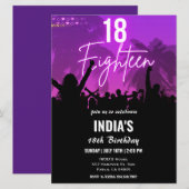 18e anniversaire fête Pink Neon Invitation (Devant / Derrière)