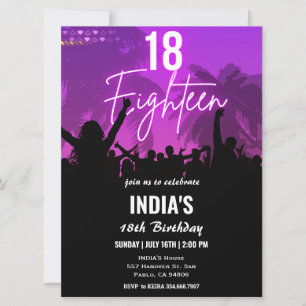 18e anniversaire fête Pink Neon Invitation