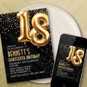 18e anniversaire Gold Black Invitation