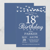 18e anniversaire Invitation Bleu (Devant / Derrière)