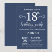 18e anniversaire Invitation Blue (Devant / Derrière)