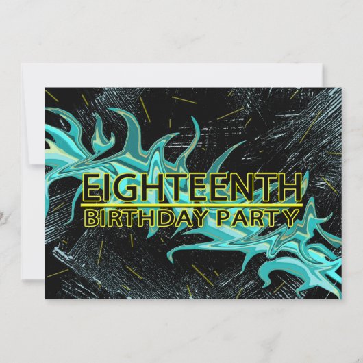 18E ANNIVERSAIRE INVITATION DE FÊTE - BLEU/NOIR/JA (Devant)