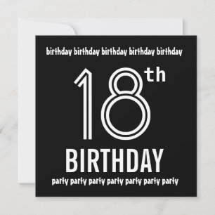 18e anniversaire Invitation de la fête Modèle noir
