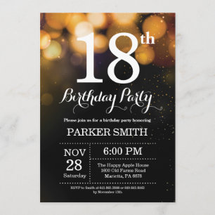 18e anniversaire Invitation Gold Parties scintilla