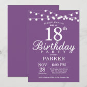 18e anniversaire Invitation Lavande violette Lilac (Devant / Derrière)