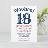 18e anniversaire Invitation Mens Marine Bleu (Debout devant)