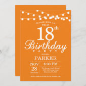 18e anniversaire Invitation Orange (Devant / Derrière)