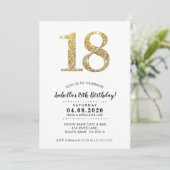 18E ANNIVERSAIRE INVITATION parties scintillant or (Debout devant)