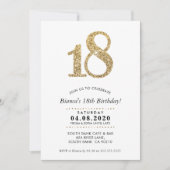 18E ANNIVERSAIRE INVITATION parties scintillant or (Devant)