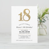 18E ANNIVERSAIRE INVITATION parties scintillant or (Debout devant)