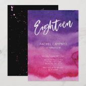 18e anniversaire Invitation Pink Purple Aquarelle (Devant / Derrière)