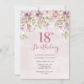 18e anniversaire Invitation rose florale (Devant)