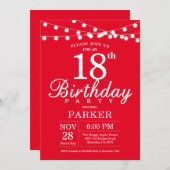 18e anniversaire Invitation Rouge (Devant / Derrière)