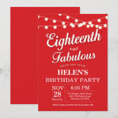 18e anniversaire Invitation Rouge Fabuleux (Devant / Derrière)