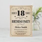 18e anniversaire Invitation Rustique Vintage Retro (Debout devant)