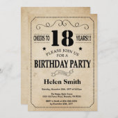 18e anniversaire Invitation Rustique Vintage Retro (Devant / Derrière)