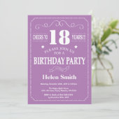 18e anniversaire Invitation violet et blanc (Debout devant)