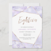 18e anniversaire Invitation violet et or (Devant)