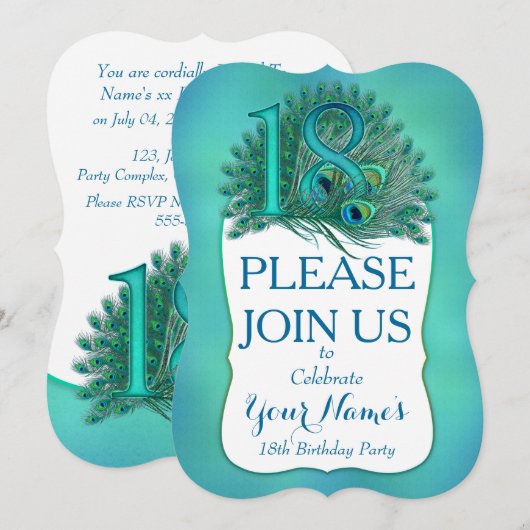 18e anniversaire Invitations (Devant / Derrière)