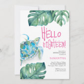 18e anniversaire Invitations Aquarelle Tortue de m (Devant)