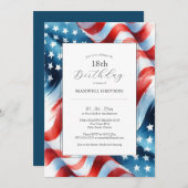 18e anniversaire Invitations drapeau américain (Devant / Derrière)