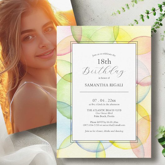 18e anniversaire Invitations multicolores