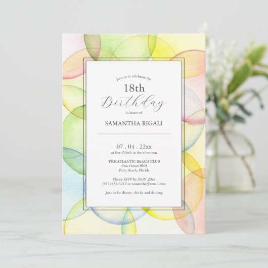 18e anniversaire Invitations multicolores (Debout devant)