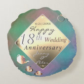 18e anniversaire Mariage Acquamarine Coussin rond  (Dos)