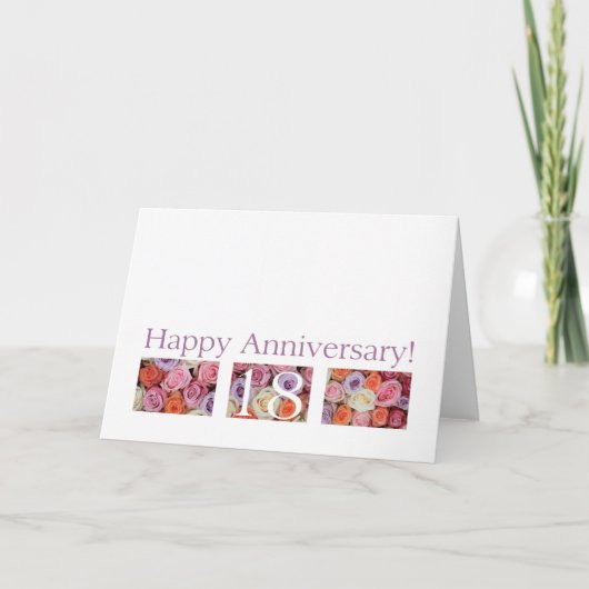 18e anniversaire Mariage Carte pastel roses (Devant)