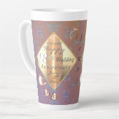 18e anniversaire Mariage Porcelaine Latte Mug (Angle gauche)