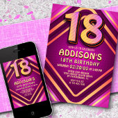 18e anniversaire Neon Invitation