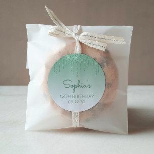 18e Anniversaire Parties scintillant verte Sticker