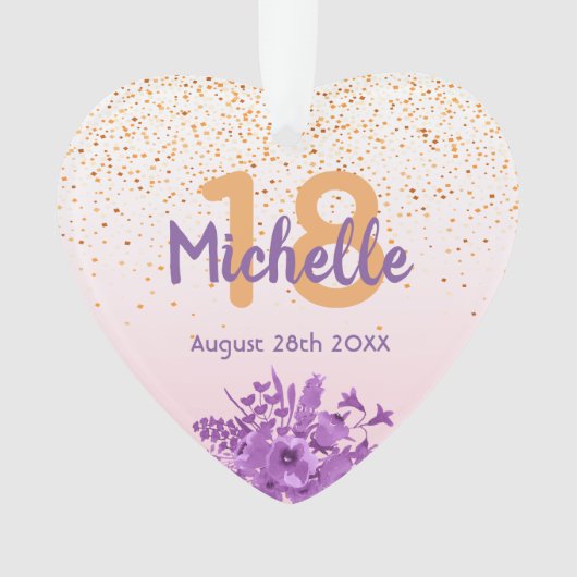 18e anniversaire rose d'or confetti fleurs pourpre (devant)