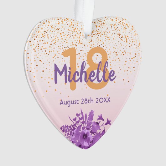 18e anniversaire rose d'or confetti fleurs pourpre (devant)