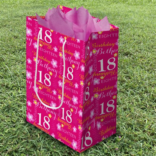 18e anniversaire rose jaune personnalisé sac cadea