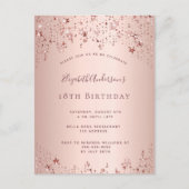 18e anniversaire rose or étoiles invitation (Devant)