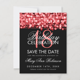 18e anniversaire Save The Date Party Sparkles Roug