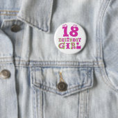 18e Birthday Girl Button Badge (In situ)