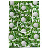 18e Birthday Golf Balls op Grass Medium Gift Bag Medium Cadeauzakje (Achterkant)