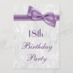 18e Birthday Party Damask en Faux Bow Kaart