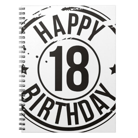 18E BIRTHDAY STAMP EFFECT NOTITIEBOEK (Voorkant)