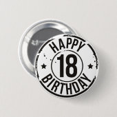 18E BIRTHDAY STAMP EFFECT RONDE BUTTON 5,7 CM (Voorkant /achterkant)