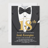 18e Black and Gold Tuxedo verjaardagsevenement Kaart (Voorkant)
