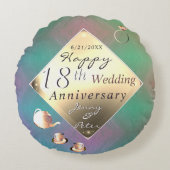 18e bruiloft Jubileum Acquamarijn Rond Kussen (Voorkant)