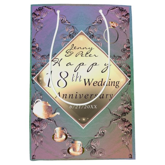 18e bruiloft Jubileum Acquamarine Kleur Medium Cadeauzakje (Voorkant)