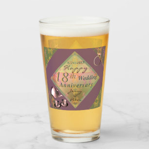 18e bruiloft Jubileum Porselein Graphics Glas