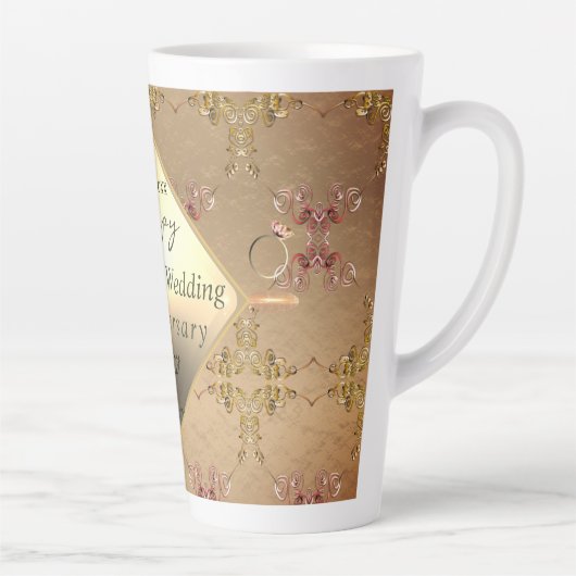 18e Cat's Eye bruiloft Jubileum Latte Mok (Rechts)