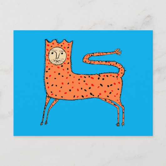 18e eeuw Engelse Primitieve Leeuw Briefkaart (Voorkant)